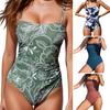 Women Sexy Printing Monokini Sling Bandeau One-Piece Swimsuit High Waist Quick Drying