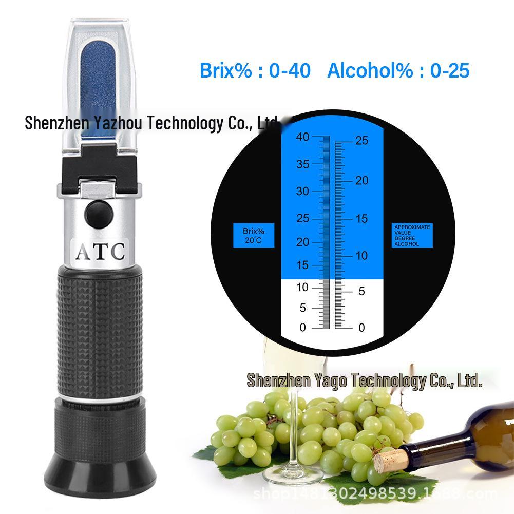 Handheld Refractometer 0-40% Brix Sugar & 0-25% Red/Fruit Wine Concentration Tester