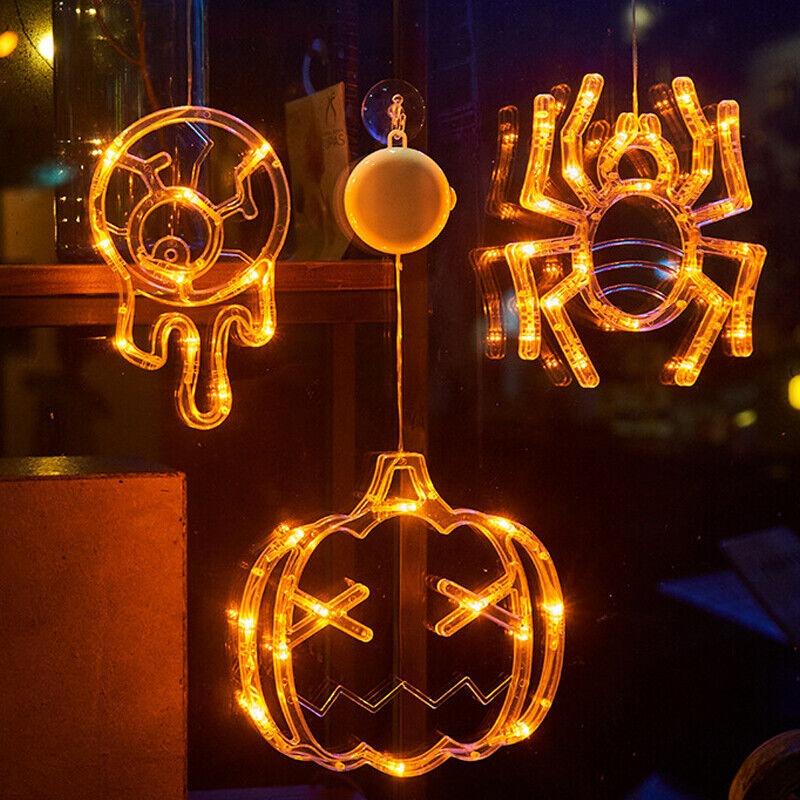 Хэллоуин Окно Висит Светодиодный Свет Домашнего Орнамента Присоске Домашний Декор Огни
