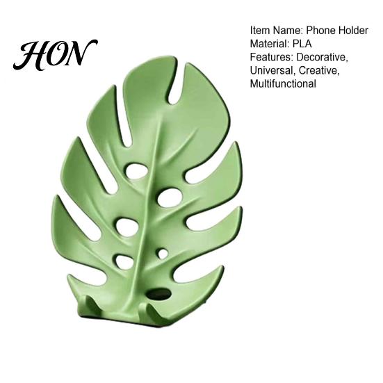 PLA Material Phone Stand 3D Printed Monstera Leaf Holder, Cute Desktop Cell Stand, Decorative Tropical Small Plant Shaped Mount for Home and
