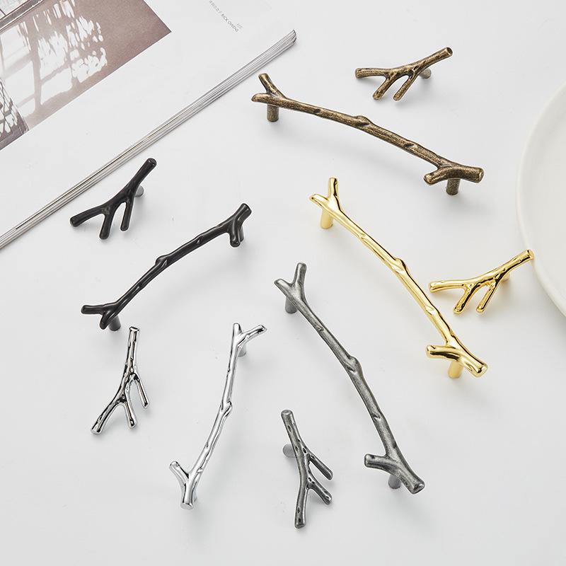 European Retro Black Branch Handle for Modern Kitchen or Wardrobe