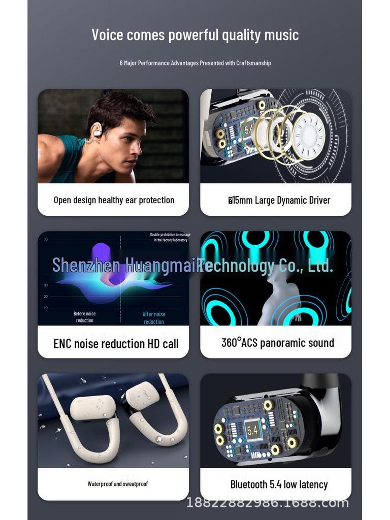 Беспроводные наушники OWS Sports: Bluetooth-наушники с открытым ухом и костной проводимостью, с надежным креплением.