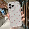 Прозрачный силиконовый чехол-волна с красной вишней для iPhone 17 16 Pro Чехлы iPhone 13 15 14 11 12 Pro Max 16E 17E Plus Ударопрочный чехол