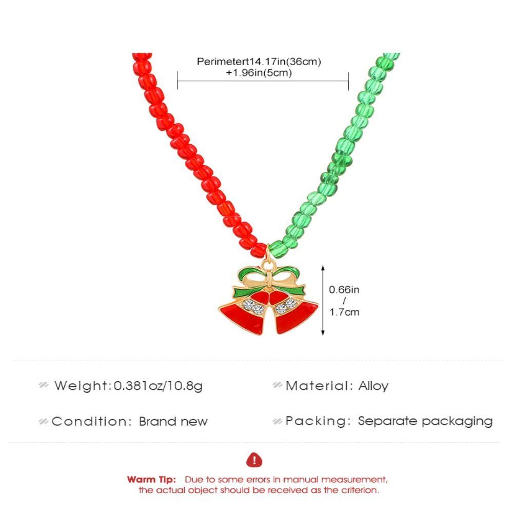 Clavicle Chain Rice Beaded Chain Christmas Tree Cartoon Pendant Choker Christmas Necklace  Festival