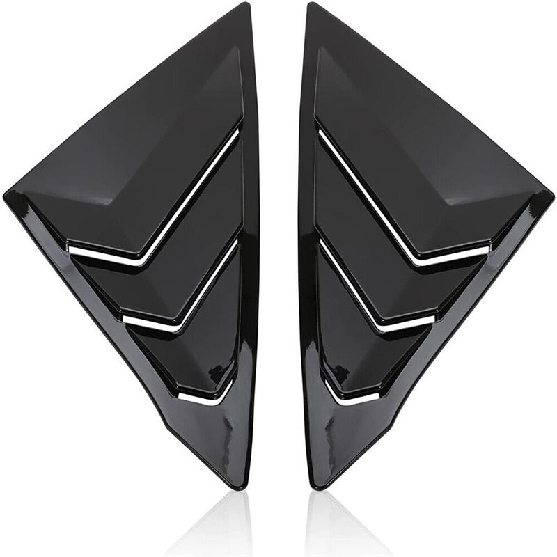 2PCS Side Window Louver Shutter Cover Trim For Honda Civic 11th + Carbon Fiber ABS Black