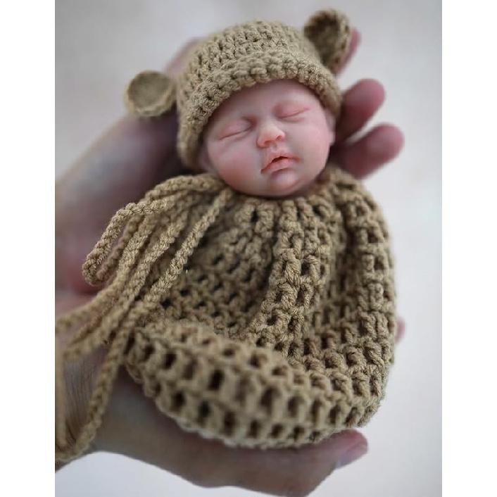 7" Micro Preemie Full Body Silicone Monkey Baby Doll Lux Lifelike Mini Reborn Doll Surprice Children Anti-Stress, Feel Real(Girl)