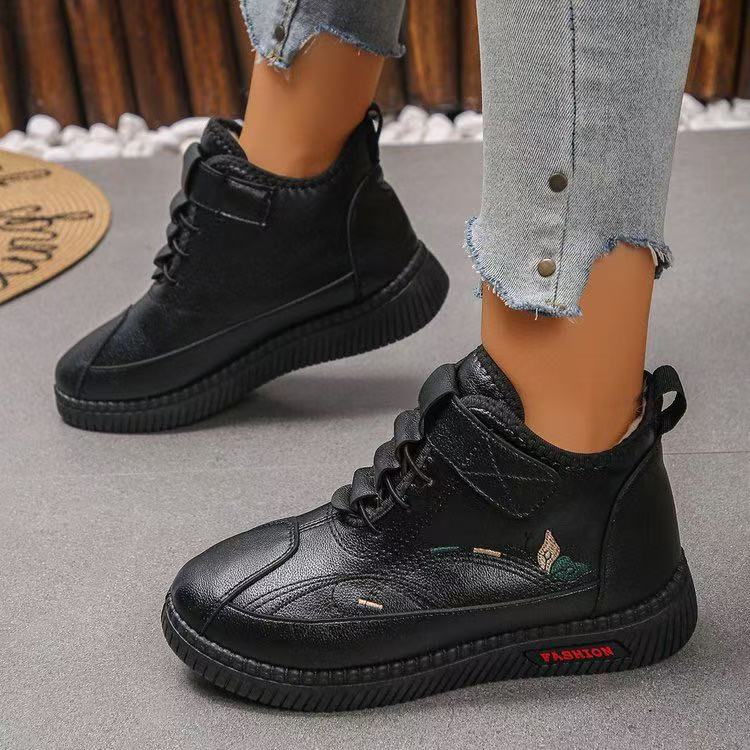 Осенне-зимние теплые хлопковые ботинки, плюшевая мягкая нескользящая подошва, удобные женские сноубутсы с низким голенищем