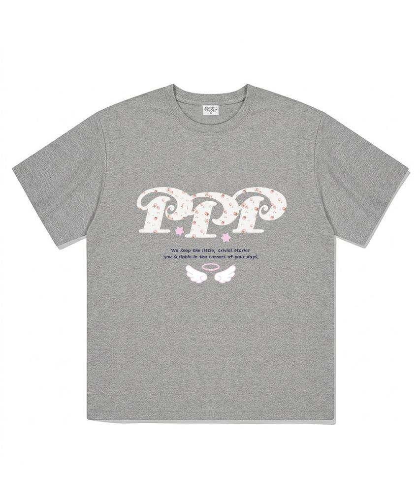 PAGESIISII Ppp Flower Logo Print Short Sleeve T-Shirt [4 Colors]