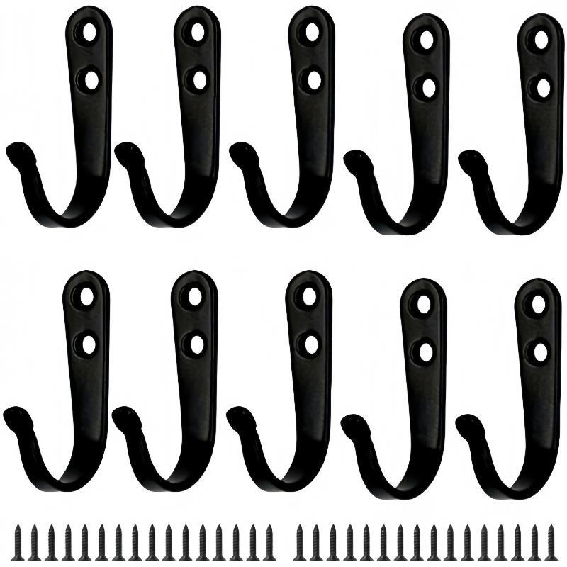 Durable Iron Coat Hooks Set of 5/10 Wall Mounted with Rust Proof Screws for Home Office