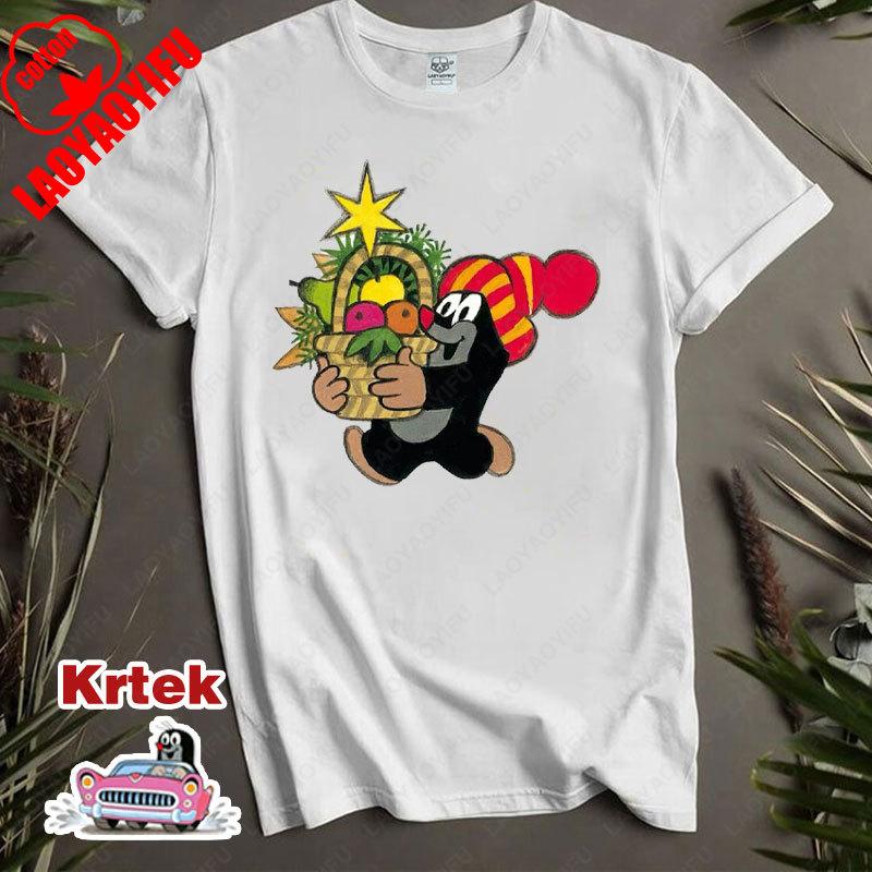 История Кротика Krtek Винтажный Мультфильм Аниме Футболка с Коротким Рукавом Мужская Женская Хлопок Круглый Вырез Повседневная Свободная Смешная Детская Модная Футболка