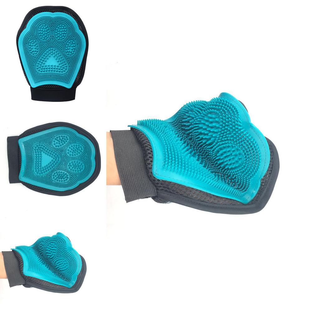 Dog And Cat Grooming Massage Glove With Rubber Doublesides For Shedding And Cleaning