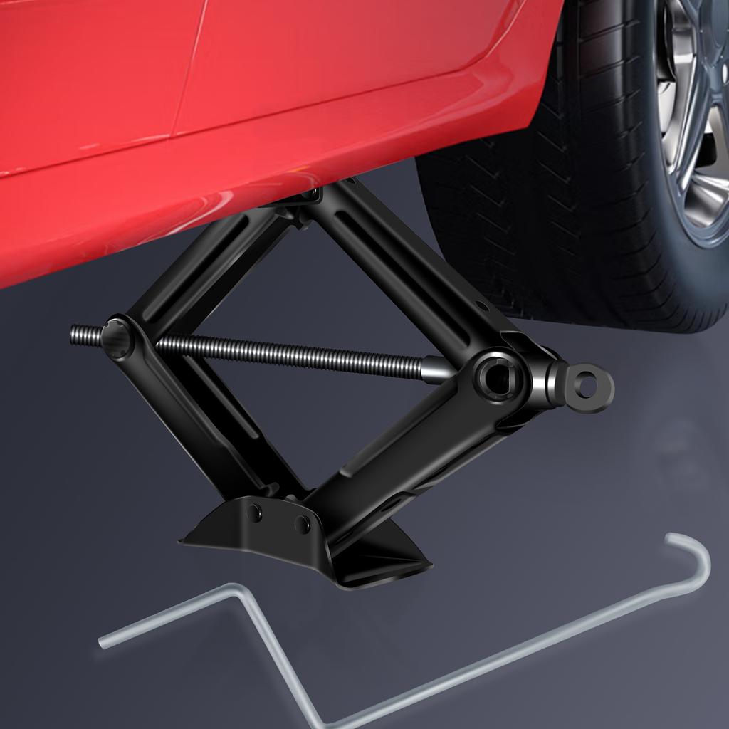 2Ton Mechanical Manual Scissor Jacks With Stabilizer Base & Handle For Car/SUV Tire Replacement And Emergency Roadside Repair