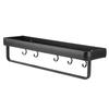 50cm Multifunctional Wall Mounted Kitchen Shelving Bathroom Storage Rack Bottle Holder(SingleLayer with Bar and 5 Hook )