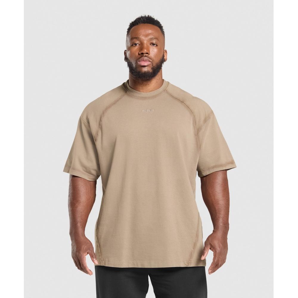 Gymshark Футболка HeavyweighT LifeStyle Brown A2b9p Nc0s