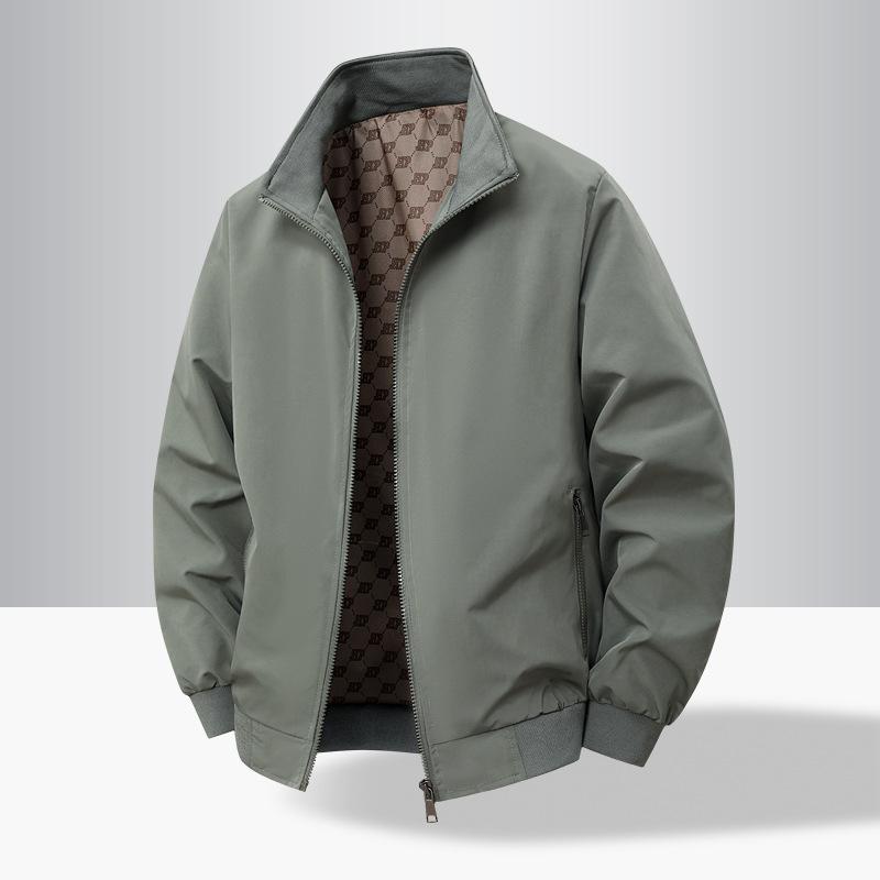 Мужская повседневная легкая деловая куртка, куртка с воротником-стойкой для среднего и пожилого возраста, уличная куртка свободного кроя больших размеров