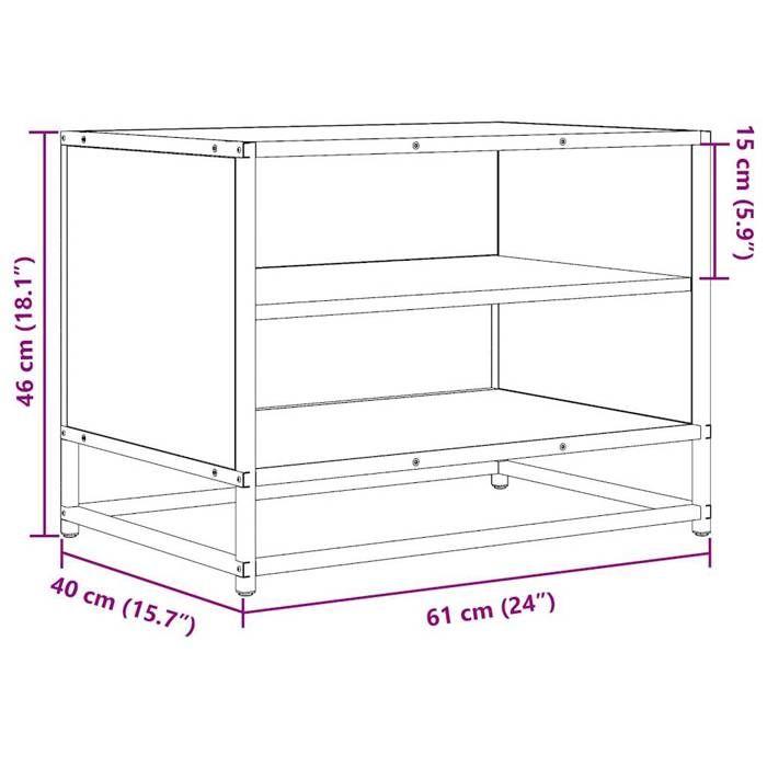 VidaXL Meuble TV noir 61x40x46 cm bois d'ingénierie et métal, banc TV, meuble hifi, centre de divertissement, buffet TV, 848879