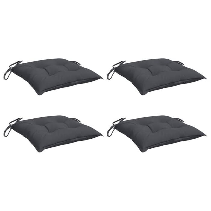 VidaXL Set of 4 Chair Cushions, Seat Pad with Tie Strings, Waterproof Outdoor Cushion, Anthracite 361451