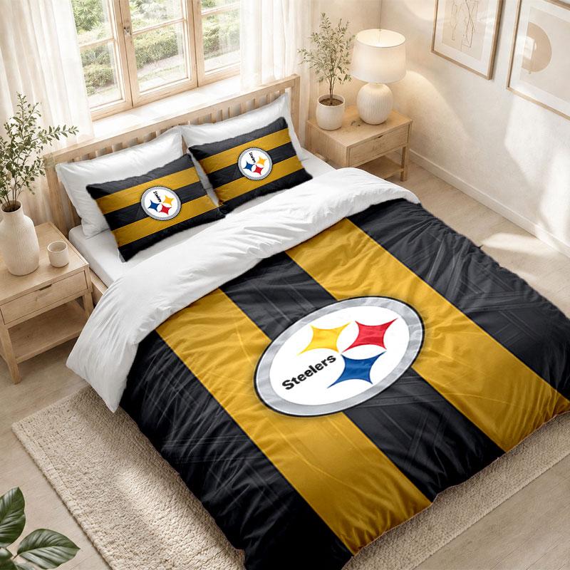 Bedding Set 1 Duvet Cover 2 Pillowcases Pittsburgh Steelers Print Bedroom Home Decoration