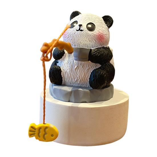 Fishing Animals Figurine Resin Panda Groundhog Capybara Statue Angler Animal Series Ornament