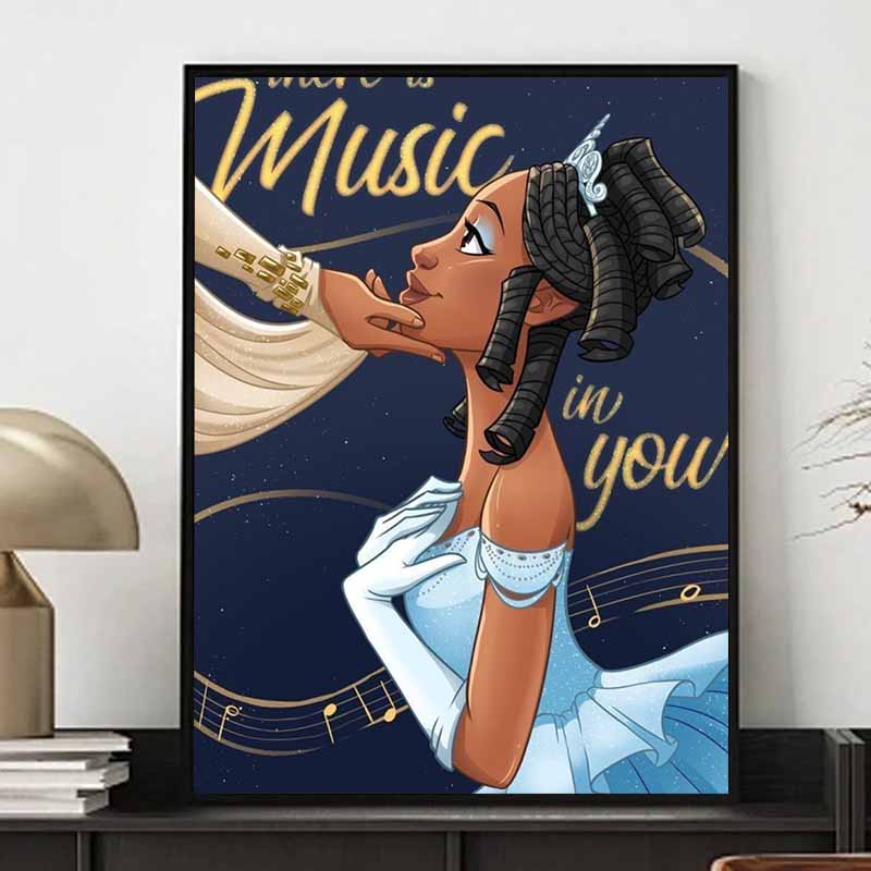 Disney 5D DIY Diamond Painting Tiana Music Theme Illustration Embroidered Mosaic Cross Stitch Home Decor Gift Crafts