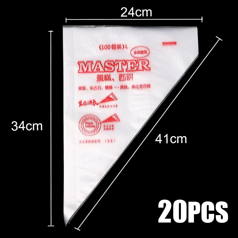 20pcs Disposable Pastry Bags S/M/L Baking Piping Bag for Cake Cream Dessert Design Decor Tip Nozzle Bag Tool Kitchen Accessories