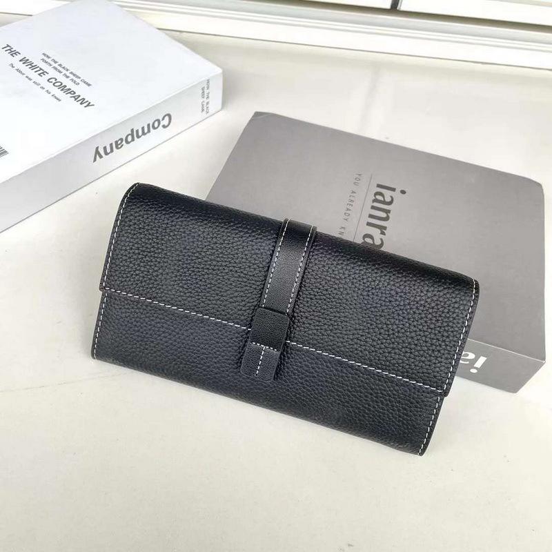 Новый женский кошелек из натуральной кожи, верхний слой из коровьей кожи с узором личи, длинная сумка с тремя отделениями, контрастного цвета