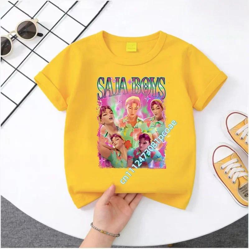 2026 New K-POP Saja Boys Print Short-Sleeved Spring Summer Clothing for Boys and Girls Cute Cotton T-shirt for Boys and Girls