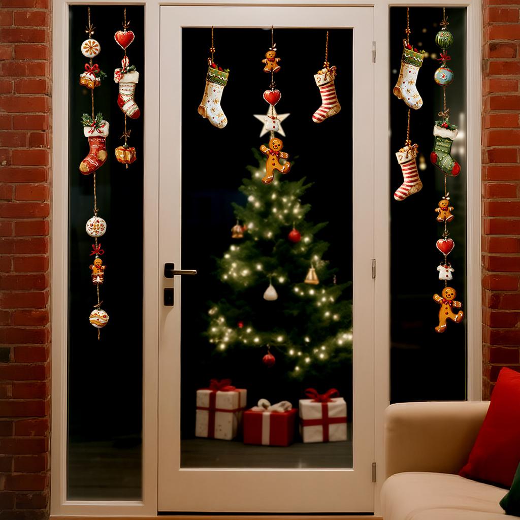 Рождественский мультфильм Рождественские носки с полностью прозрачными двухсторонними видимыми стеклянными наклейками