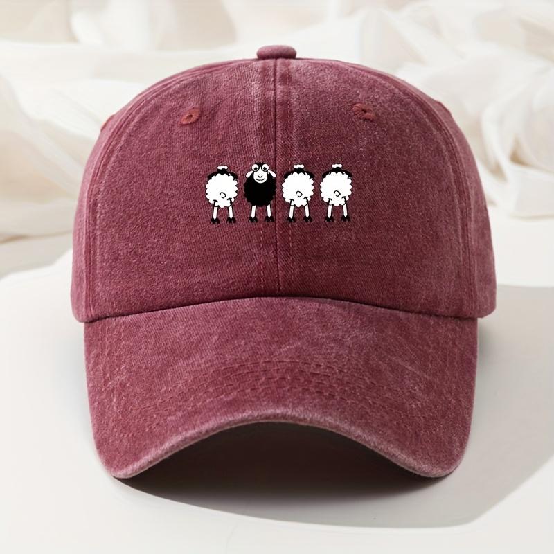 Cartoon Sheep Print Baseball Cap Retro Washed Casual Hat Adjustable High Quality Dad Truck Fishing Hat for Men and Women