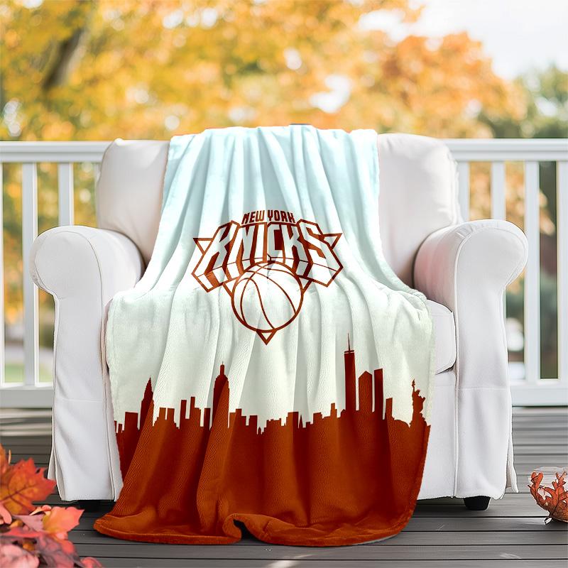 1pc New York Knicks Theme Blanket - Digital Print, Polyester, Cozy for All Seasons, Perfect for Outdoor, and Travel