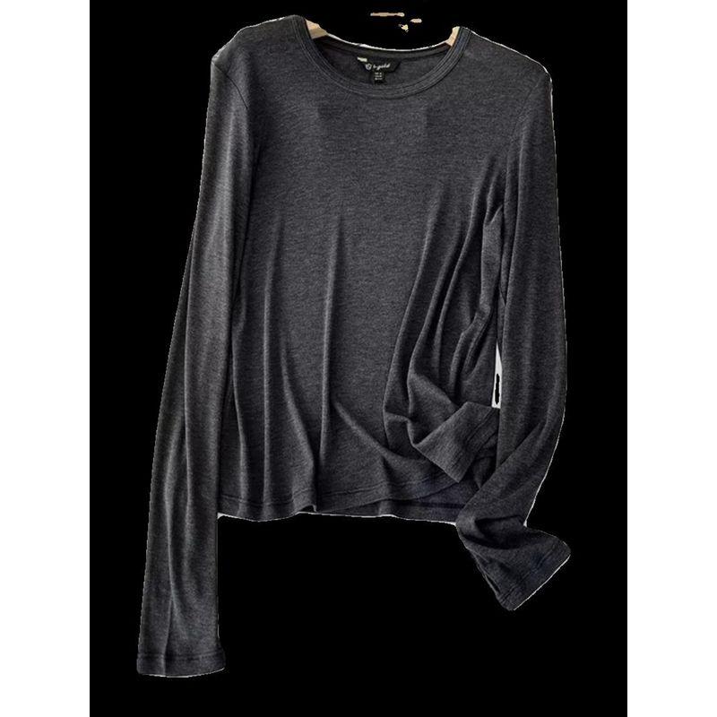 MD Women Clothes Casual Minimalist Style Slim Version Inner Wear Round Neck Bottoming Shirt Finger Hole Long Sleeves Shirt Female 06842574892