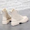 2024 Autumn and Winter New British Style Trend Locomotive Boots Versatile Fashion Martin Boots Women's Thick-soled Heightening White Short Boots