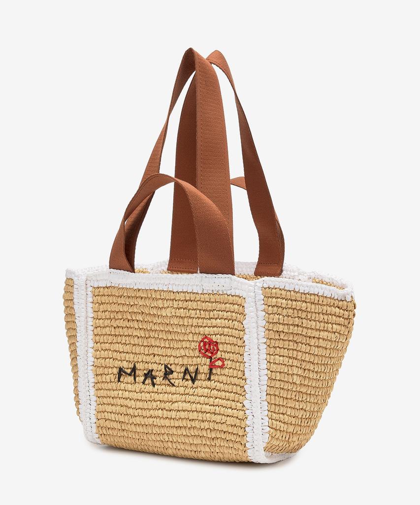 Marni Small Raffia Shopper Tote Bag - Natural:White:Rust / Shmp0121L0P6769Zo761