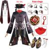 Game Impact Hutao Cosplay Costume Hu Tao Cosplay Wig With Hat Original Rings Double Ponytail Full Set