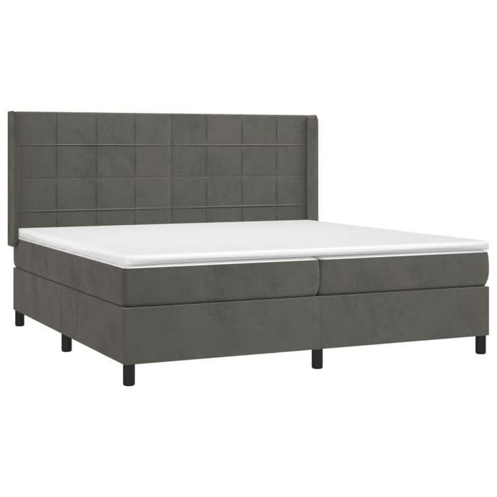 Maison Exclusive - Sommier à lattes de lit et matelas Gris foncé 200x200cm Velours