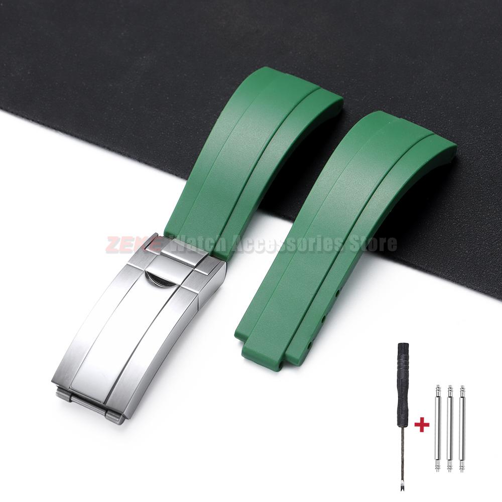 Резиновый ремешок для часов 20 мм для Rolex для Water Ghost для GMT для Daytona Водонепроницаемый силиконовый браслет Складная застежка Браслет Ремешок