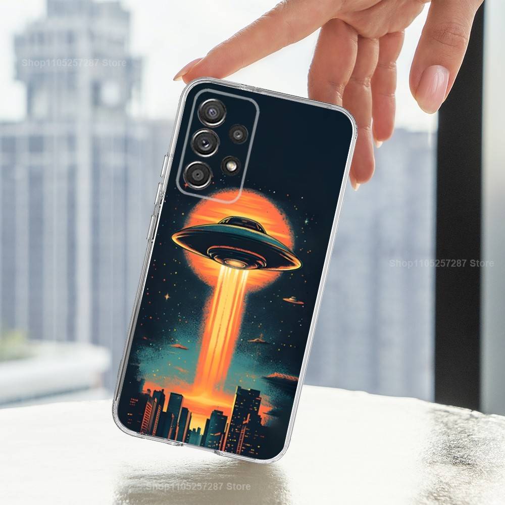 Уникальный Космический НЛО Инопланетный Чехол Для Телефона Samsung A51,71,30,S21,10,20,Ultra,FE,Lite, S22,23,9,PIus, Прозрачный, Силиконовый