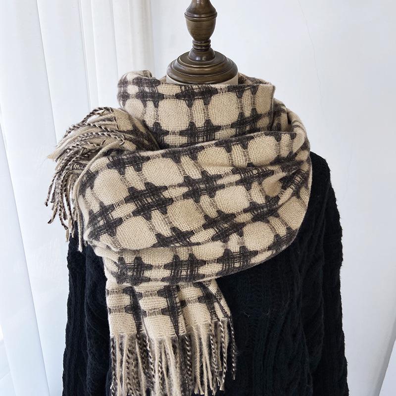 Scarf Women's New Winter Imitation Cashmere Warm Thickened Tic-tac-toe Plaid Shawl
