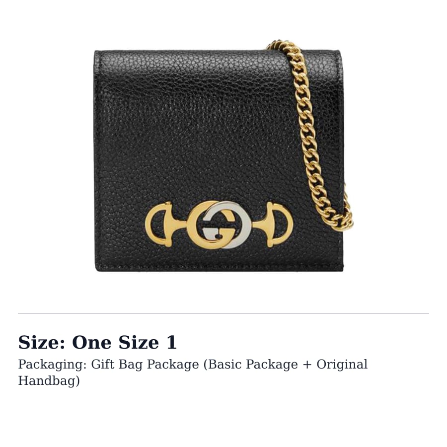 GUCCI Zumi Grain Leather Handbag Chain Wallet Card Holder Women's Black 570660-1B90X-1000