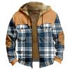 Men's Plaid Print Double Pocket Jacket Men's Spring And Autumn Casual Trend Zipper Hooded Jacket