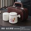 Golden and jade full of ceramic coffee cups, mugs with lids, high-value ins style beverage cups, and gifts for girls