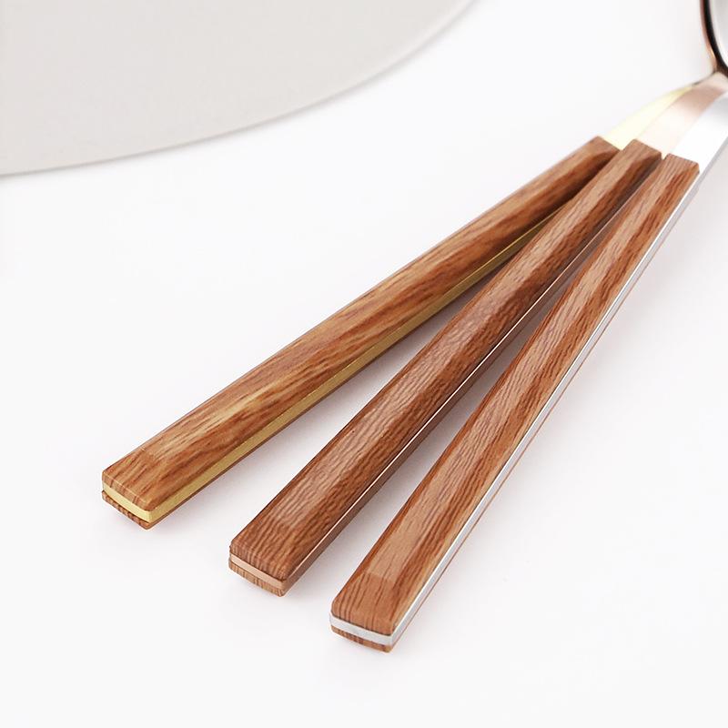 4 шт. Зеркальный столовый набор из нержавеющей стали, столовые приборы из дерева, посуда для ресторана, дома, кухни, отеля