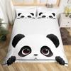 Cute Panda Duvet Cover Set Twin Queen Cartoon Wild Animal Bedding Set Minimalism Hand Drawn Comforter Cover Kawaii Room Decor