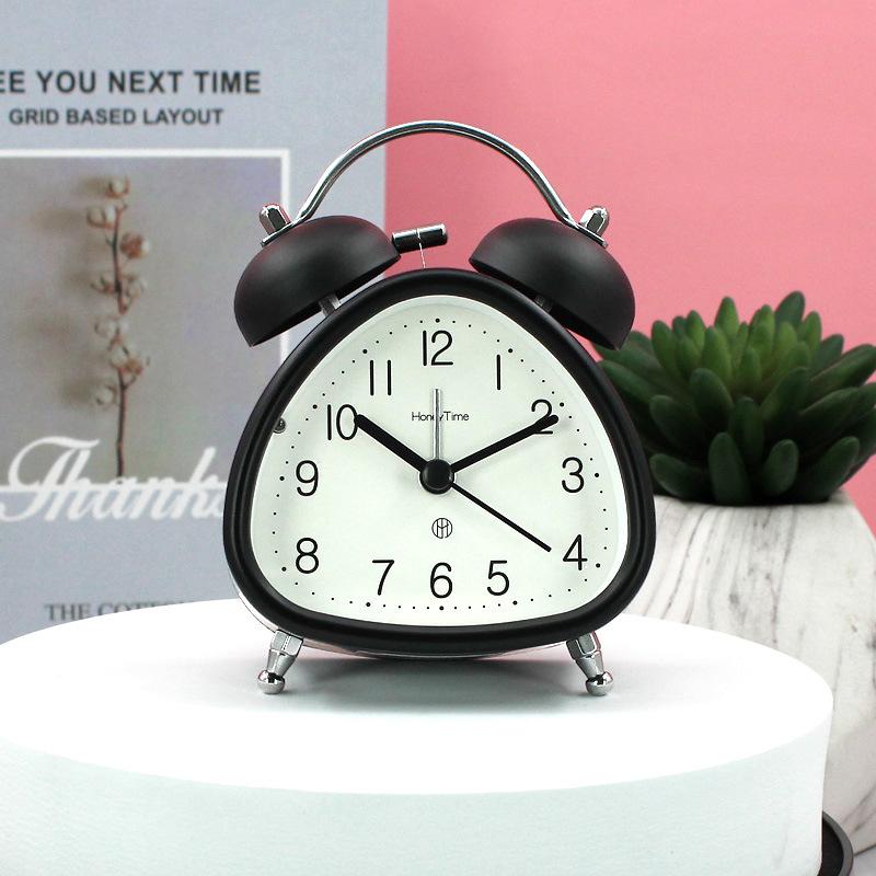 3-inch Metal Bedside Quiet Night Light Clock for Students and Office Workers