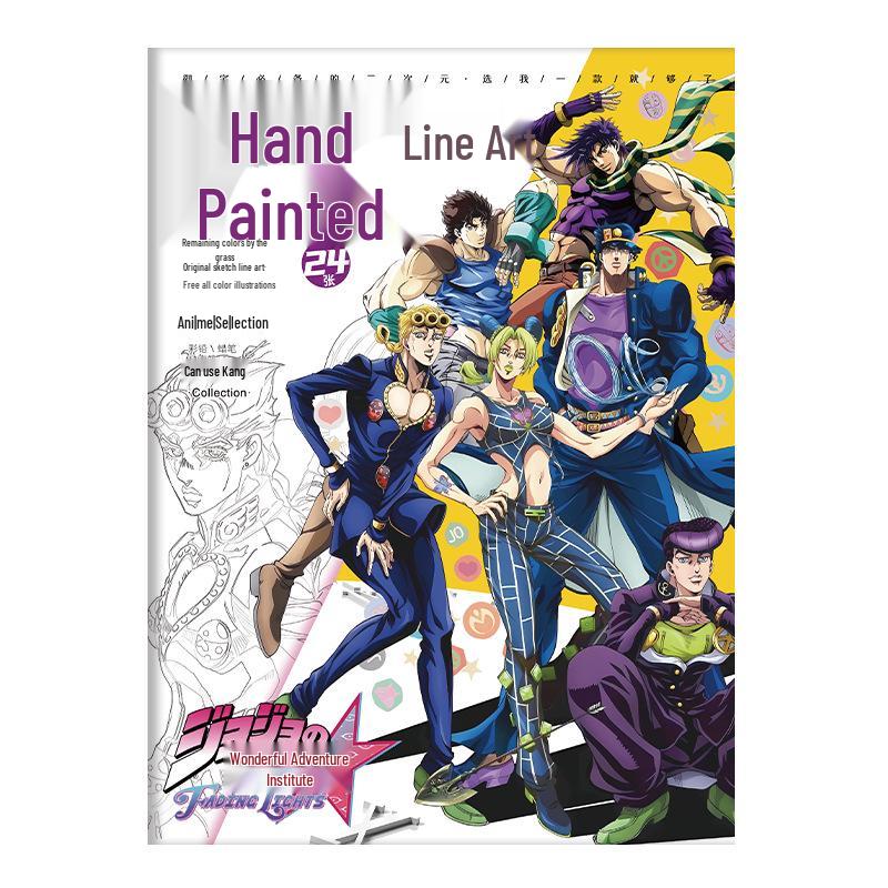 Раскраска в стиле аниме, нарисованная от руки: Линейные рисунки из One Piece, Naruto, Demon Slayer, Identity V и Conan