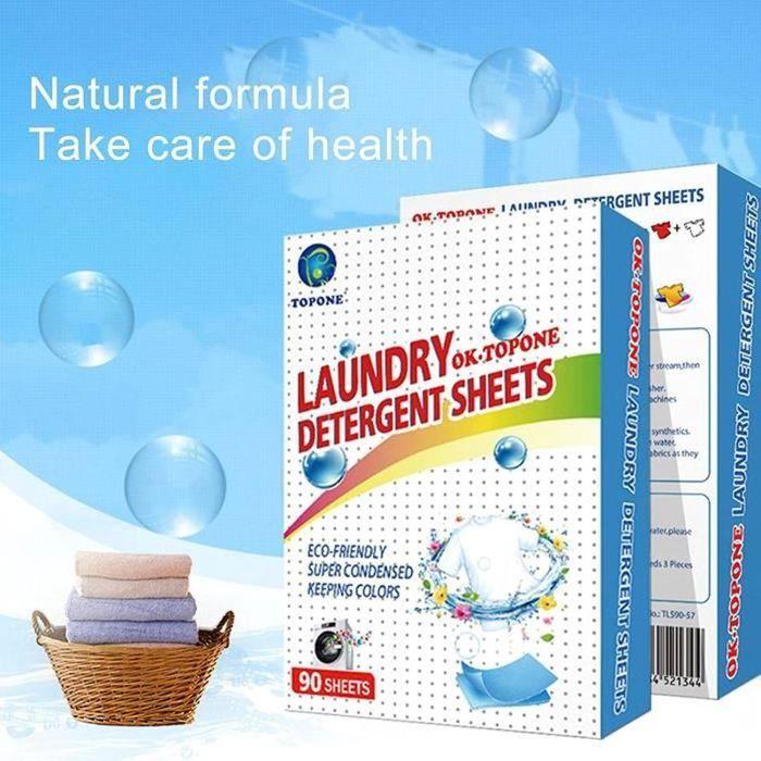 Lessive Feuilles 90 Pièces Feuilles De Détergent À Lessive Lingettes Détachantes Nano-concentrées Nettoyer Les Vêtements Lave A322