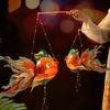 1 Set Goldfish Paper Lantern with Pole Battery Operated DIY Handmade Chinese New Year Mid-Autumn Festival Fish Night Light Material Bag Children Gift