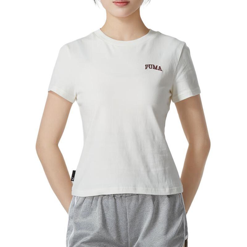 Puma Футболки Женские Белые С Круглым Вырезом Умеренные Другие 630356-65