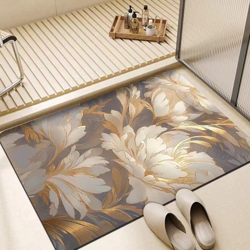 Легкий Роскошный Цветочный Дверной Коврик Супер Впитывающий Диатомовая Грязь Коврик для Ванной Комнаты Коврик для Кухни Противоскользящий Домашний Ковер для Прихожей