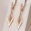 Ethnic Style Gold Color Hollow Double Rhombus Drop Dangle Earrings for Women Zircon Geometric Earrings Fashion Jewelry